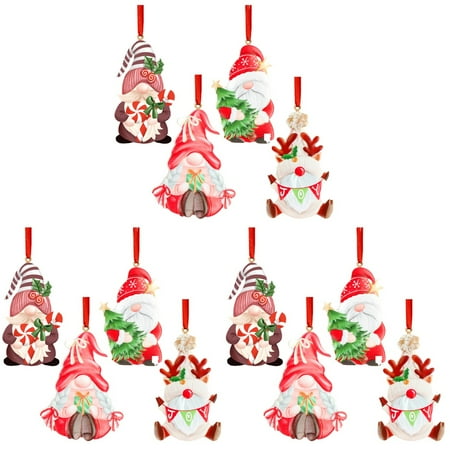 

NUOLUX 12 pcs Christmas Resin Hanging Ornaments Christmas Gnome Pendants Ornaments