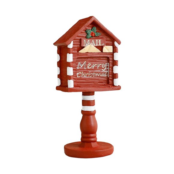 Adorno navideño de pueblo, escultura decorativa, accesorio para escritorio de oficina, soporte de TV Buzón