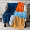 thumbnail image 2 of Flannel Fleece Throw Blanket Abstract Geometric Color Block Lightweight Soft Plush Blankets,Orange Blue Watercolor Cozy Warm Throw Blanket for Couch Sofa Bed Car Office All Season Use 40x50in, 2 of 9