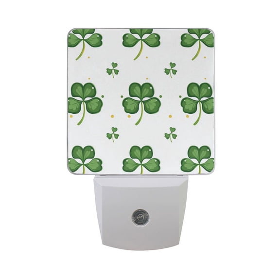 Clovers Dots St Patricks Day LED Night Light with Smart Sensor Plug Into Wall Dusk to Dawn 2 packs