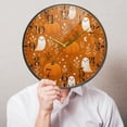 thumbnail image 5 of 11.9in Acrylic Wall Clock with Glass-like Finish Round Clock for Home Decoration Fun Orange Halloween Pattern, 5 of 9