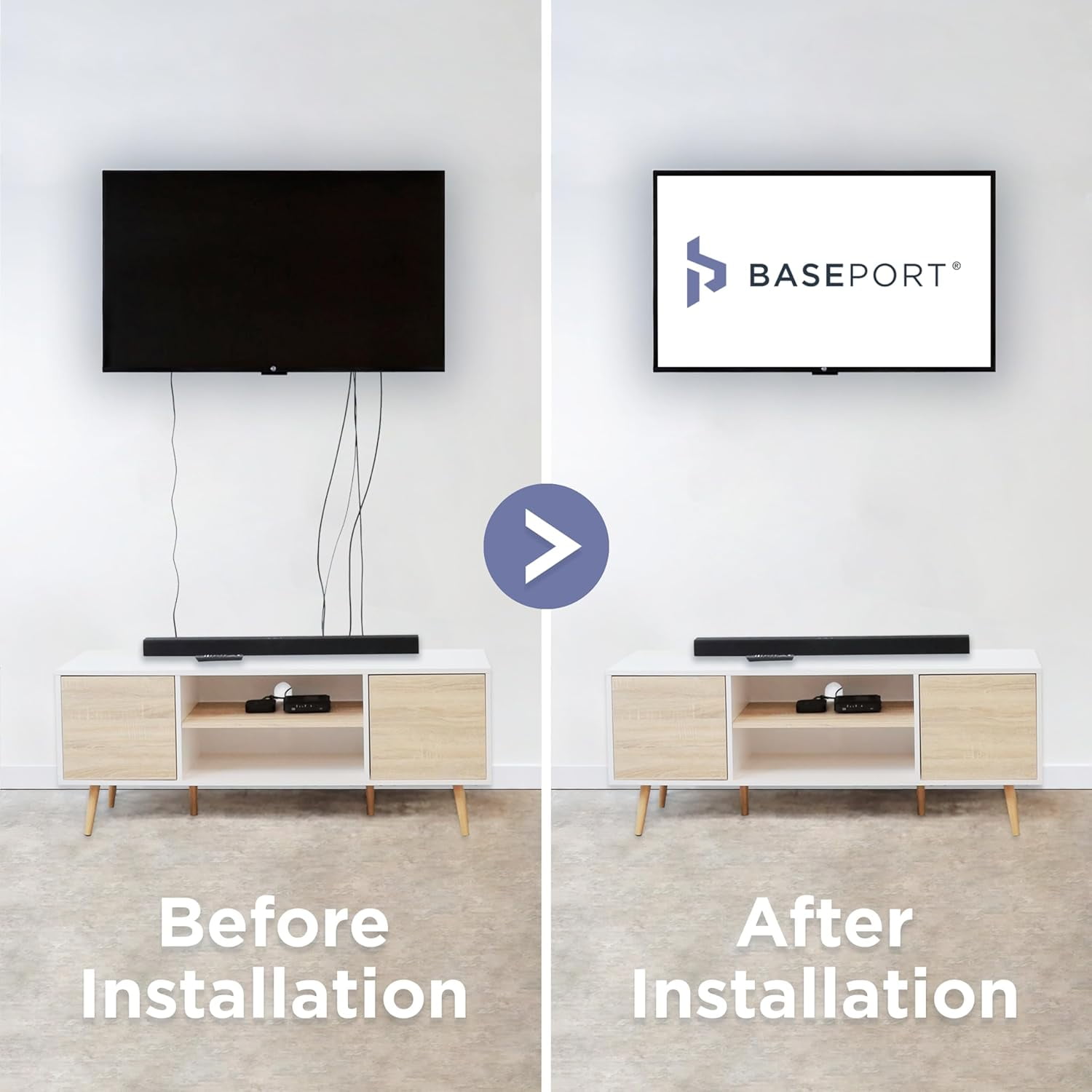 BASEPORT In Wall Cable Management Kit, TV Cord Hider for Wall Mounted TV with Recessed Outlet