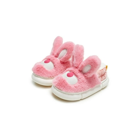 

Rockomi Toddler Fuzzy Slipper House Slippers Fluffy Warm Shoes Unisex-Child Lightweight Cute Indoor Shoe Anti-Slip Soft Plush Pink 10C-11C
