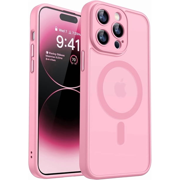 Funda Mate Compatible con Magsafe para iPhone 14 Pro Max, Cubierta de Teléfono de Protección Completa - Rosa
