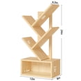 thumbnail image 2 of Buildhom 3-Tier Small Tree Bookshelf with Drawer, Desktop Wood Bookcase, Mini Display Shelf for Home Office, Bedroom, Natural, 2 of 7