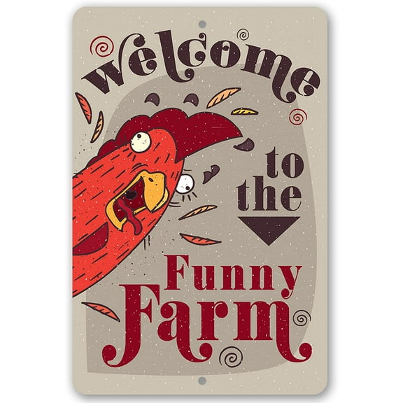 Chicken Coop Sign - Funny Farm - Durable Metal Sign - Use Indoor/Outdoor - Comical Decor for Chicken Farm Under $20 (8" x 12")