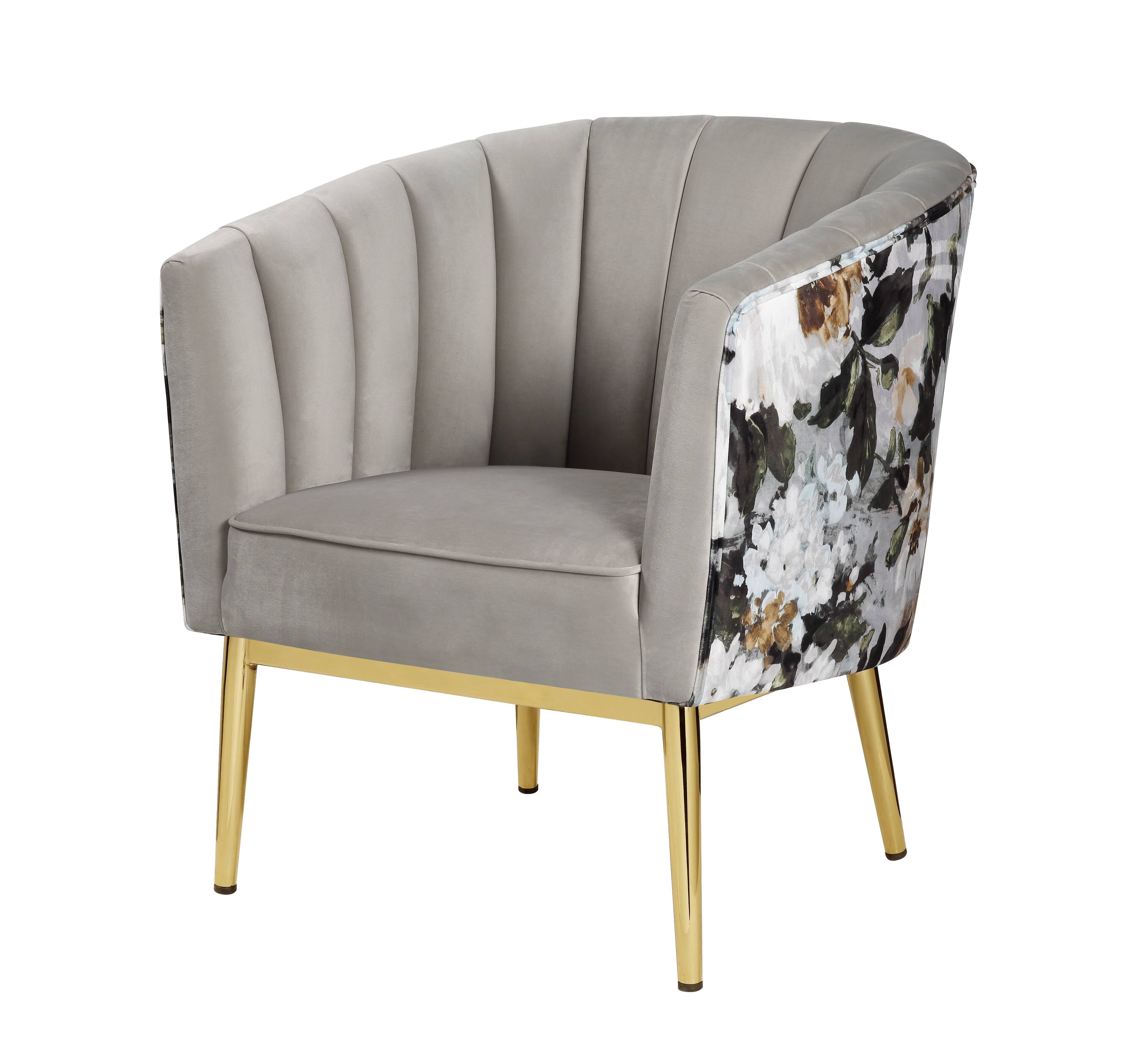 Acme Furniture Colla Accent Chair in Gray Velvet & Gold