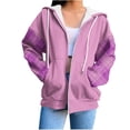 thumbnail image 3 of ThriftyPlait Hooded Zip Up Jacket for Women Casual Plaid Long Sleeve Full Zip Coat Drawstring Loose Fit Sweatshirt with Pockets Daily Fashion Outerwear, 3 of 7