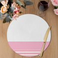 thumbnail image 3 of Pink Striped Round 13 Inch Placemats Set of 4, Modern Farmhouse Stripes HeatResistant Non Slip Place Mats for Dining Table, Wipeable Braided Kitchen Table Mats for Housewarming, 3 of 9