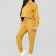 thumbnail image 2 of safuny Women's Casual Suit Hooded Neck Long Sleeve Solid Color Comfy Casual Plus Size Suit For Girlfriend Wife Daughter Dressy Yellow S, 2 of 9
