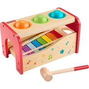 Fisher-Price Wooden Pound & Tap Bench Xylophone Musical Instrument Toy for Toddlers 18+ Months, 6 Pc