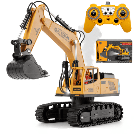 95272FUNN Remote Control Excavator Construction Toy 9 Channel with Metal Shovel, Realistic Lights and Sounds