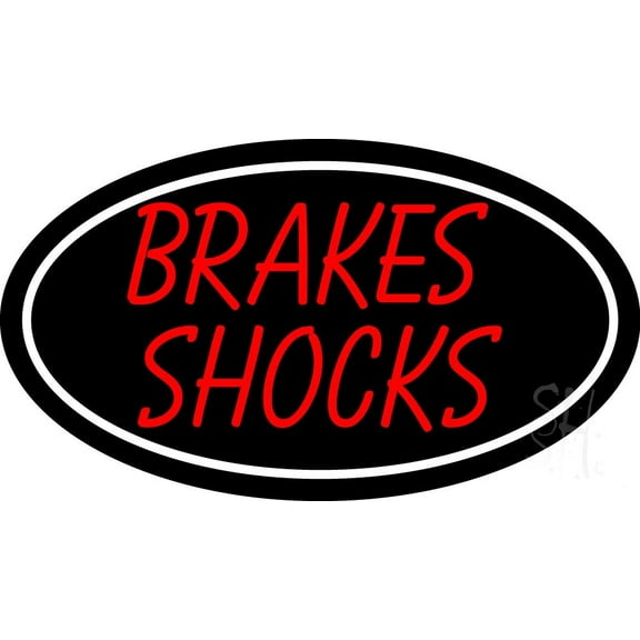 Brakes Shocks With Oval LED Neon Sign 20 x 37 - inches, Clear Edge Cut Acrylic Backing, with Dimmer - Bright and Premium built indoor LED Neon Sign for automotive store, and mall.