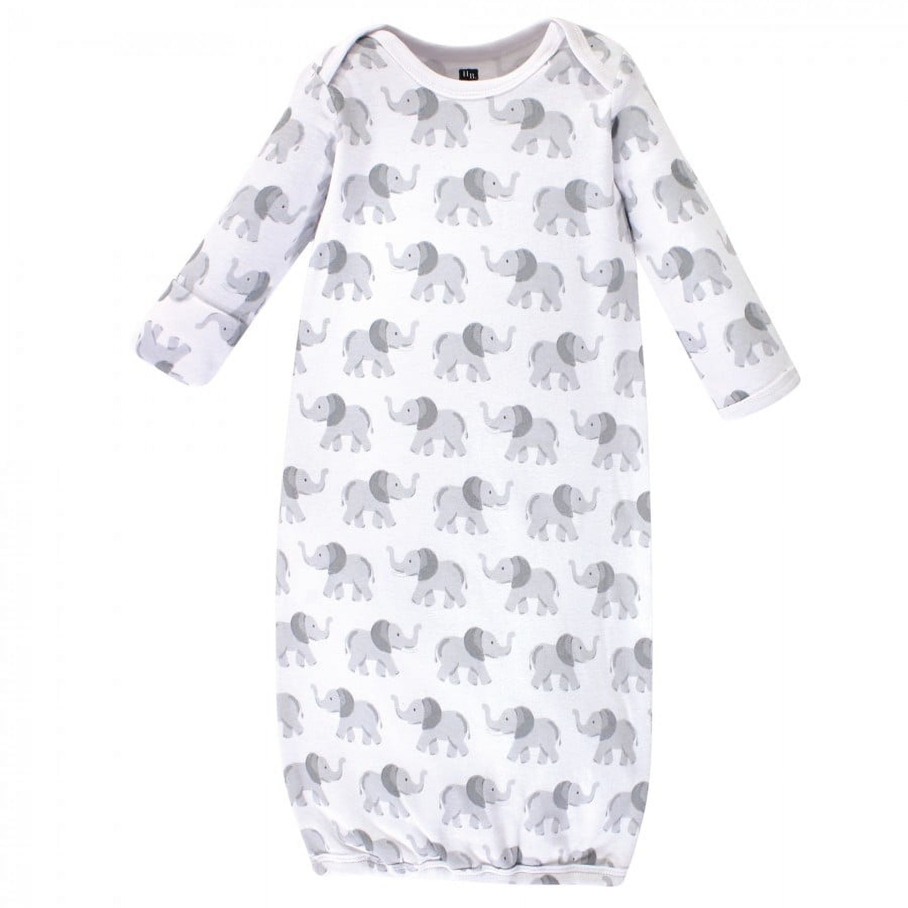 Hudson Baby Infant Cotton Long-Sleeve Gowns 4pk, Gray Elephant, 0-6 Months