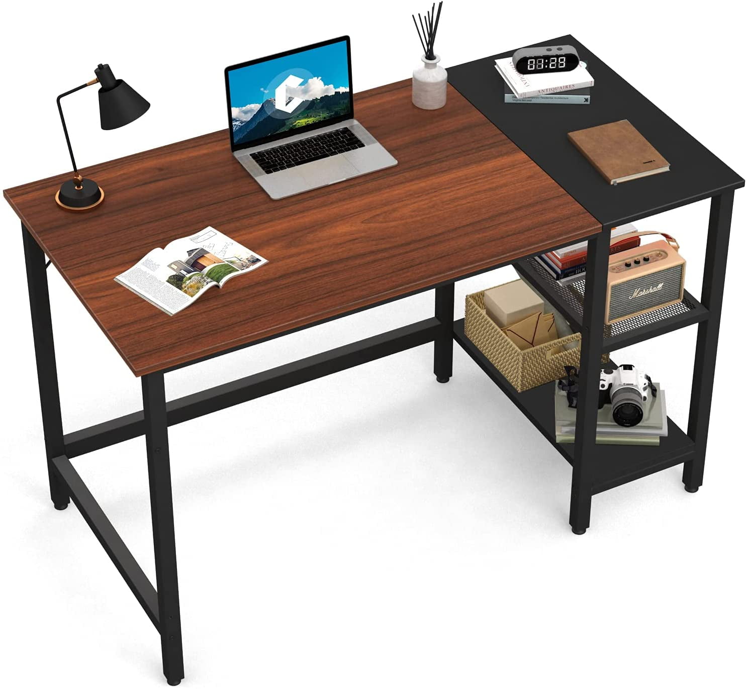 Modern Computer Desk 40" Study Writing Table Workstation with Storage Bag Coffee 