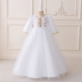 thumbnail image 1 of FYDUU Robe Fille Élégante à Manches Longues en Maille Robes Sœur pour Filles Robe de Soirée Formelle Tulle Robes Princesse Abaya Robes pour Enfants 3-4 Ans, 1 of 5