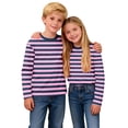 thumbnail image 3 of fatyb Kids Striped Long Sleeve Shirts for Boys Girls Color Block Casual Tops Lightweight Crew Neck Tees, 3 of 7