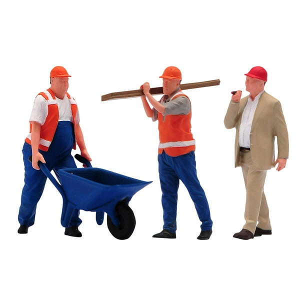 Figuras en miniatura a escala 1/64, simulación de construcción, obreros de construcción, figuras de obreros pintadas para decoración de dioramas. Estilo C
