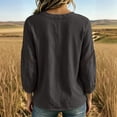 thumbnail image 4 of ZGRBOU Women Eyelet V Neck Button Down Shirt Casual 3/4 Puff Sleeve Cotton Blouse Summer Loose Boho Beach Vacasion Tops, 4 of 4