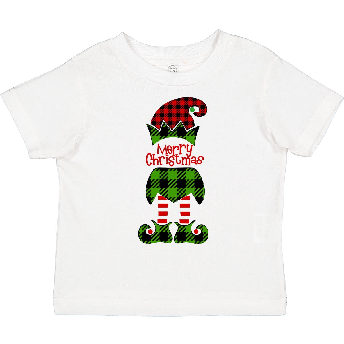 Inktastic Merry Christmas Elf in Red and Green Plaid Boys or Girls Toddler T-Shirt