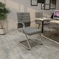 thumbnail image 5 of LeisureMod Office Chair Upholstered Leather Computer Chair with Stainless Steel Frame Benmar Series in Grey, 5 of 12