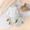 thumbnail image 2 of JUMEYU Newborn Outfit Newborn Baby Girl Coming Home Outfit Long Sleeve Romper Floral Pants + Headband Infant Fall Cute Clothes Sets 0 3 6 9 12 18 Months (Light Green,6-12 Months), 2 of 9