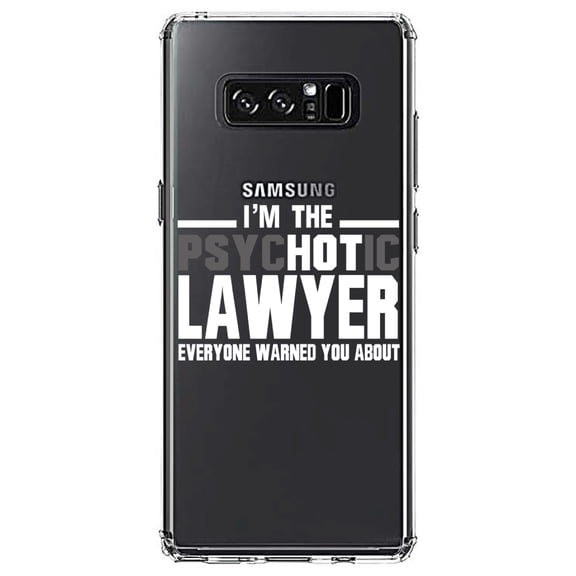DistinctInk Clear Shockproof Hybrid Case for Samsung Galaxy Note 8 - TPU Bumper Acrylic Back Tempered Glass Screen Protector - PsycHOTic Lawyer Everyone Warned You