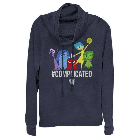 Junior's Inside Out Hashtag Complicated Emotions  Cowl Neck Sweatshirt