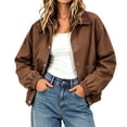 thumbnail image 2 of IUYRTFE Women Relaxed Fit Snap Button Jacket with Pockets for Casual Daily Wear, 2 of 6