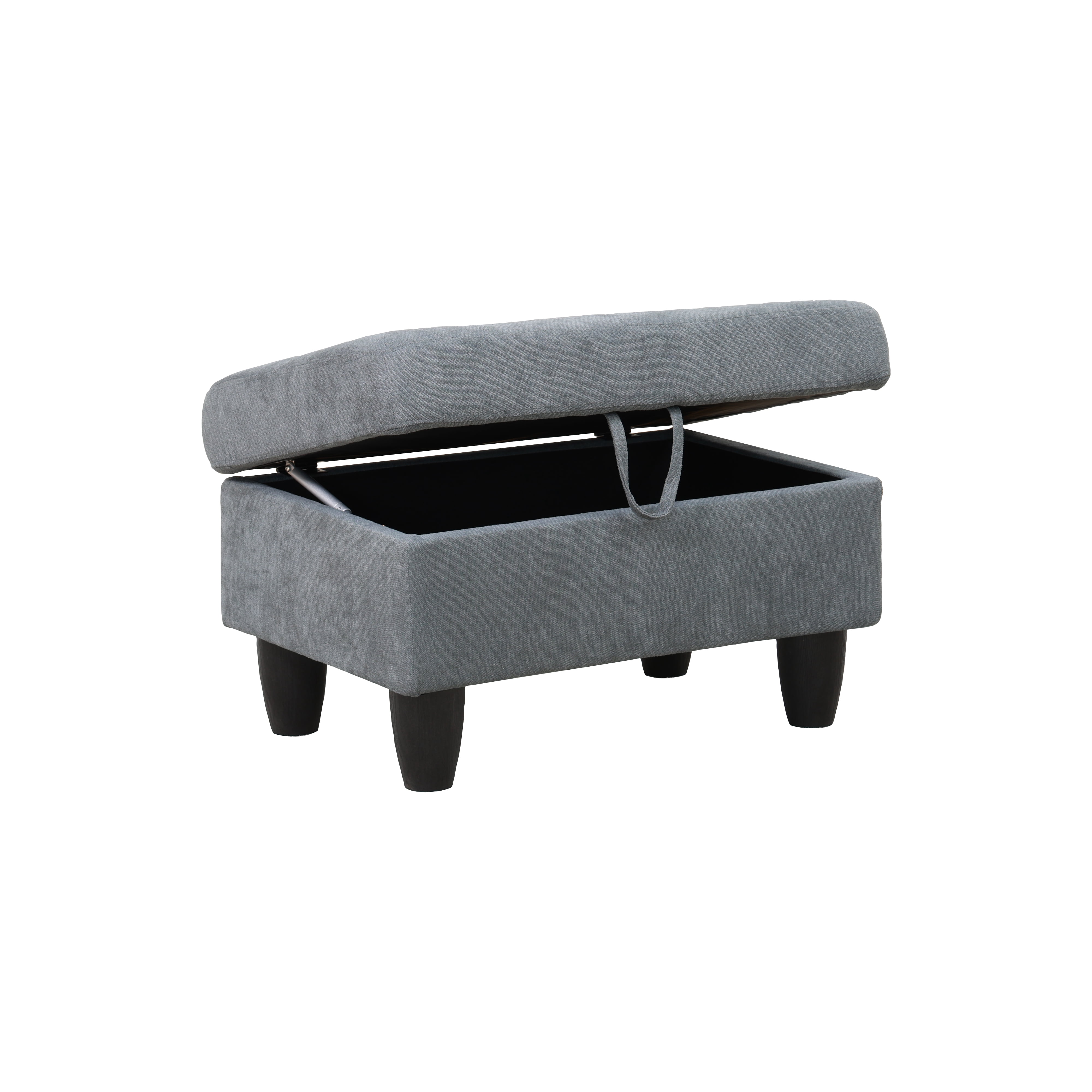 Gewnee 28.5" Storage Ottoman Bench Flannelette Upholstered for Living Room Bedroom Entryway Light Gray