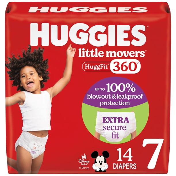 Pañales para Bebé Huggies Little Movers HuggFit 360° Talla 7 Paquete de 14