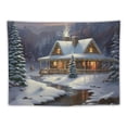 thumbnail image 5 of ONETECH Snow Cabin Stream Tapestry Home Decor Wall Hanging Dormitory Decoration 40x30inch, 5 of 6