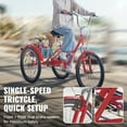 thumbnail image 6 of KFFKFF Adult Foldable Tricycle, 24" Carbon Steel Three-Wheeled Cruiser with Spacious Basket & Adjustable Saddle, Ideal for Shopping & Picnics, Suitable for Adults & Elderly (Red), 6 of 9