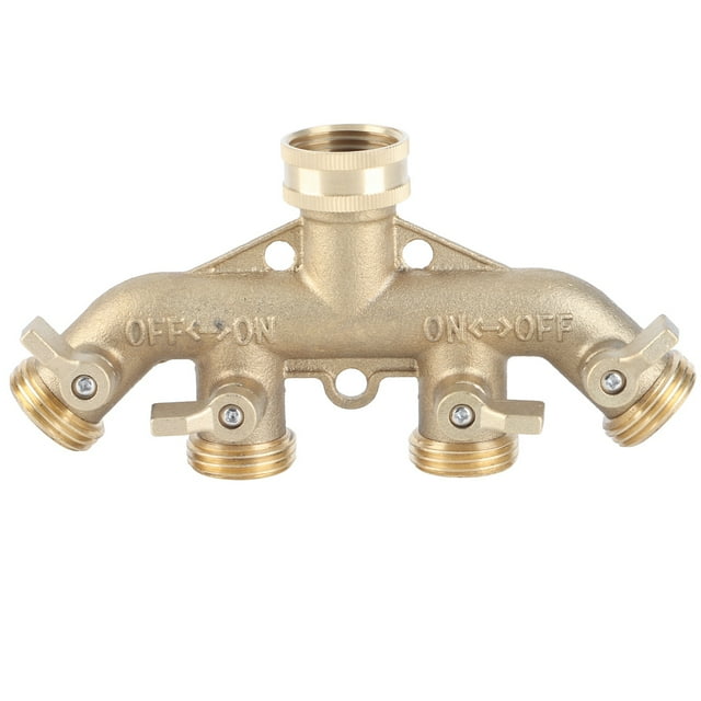 Adaptador de manguera de jardín con válvula de bola divisora de latón G3/4 de 4 vías, conector de válvula de grifo de agua