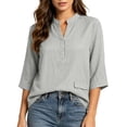 thumbnail image 7 of cocolona Womens 3/4 Sleeve V Neck Blouses Casual Loose Solid Color Shirts Basic Outfits Tops, 7 of 7