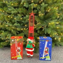 Christmas Ladder Climbing Santas – Cute Fireplace Decor, Santa Claus with Music and Lights, Ideal for Festive Mood, 66x19cm, Perfect Holiday Decoration for Home and Office