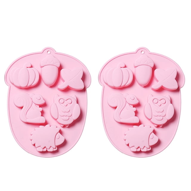 Molde para hornear de cocina, 6 moldes de silicona de dibujos animados, herramienta para hornear, molde para pastel, pudín, jabón hecho a mano con tema de cosecha de otoño de bellota