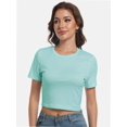thumbnail image 4 of Women's Basic Teen Tee Workout Crewneck Short Sleeve Slim Fitted Casual Crop Top, 4 of 6