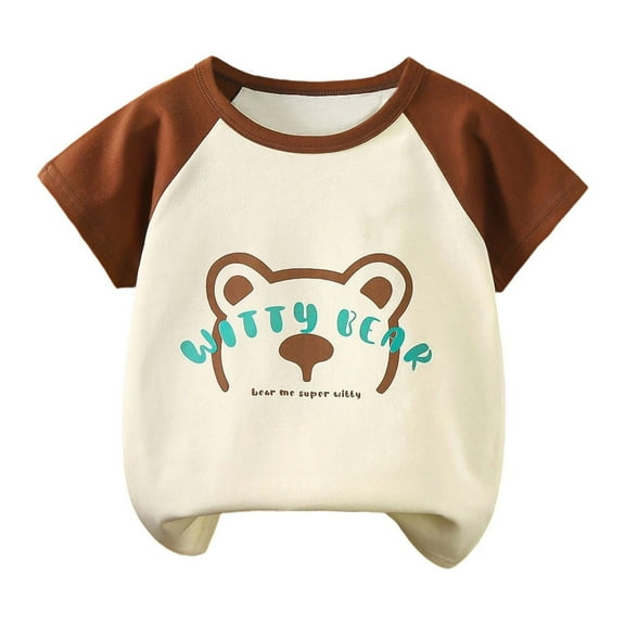 Byoo Boys T-Shirt Cartoon Bear Print Short Sleeve T Shirt Casual Soft Kids Tshirt