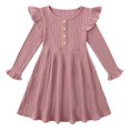 thumbnail image 6 of Hotiary 2-7Y Girls Fall Winter Casual Ribbed Knit Dresses Ruffle Long Sleeve Sweater Dress Button Party Holiday Dress, 6 of 8