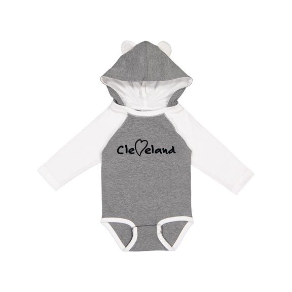 Inktastic Cleveland Heart Handwriting Black Boys or Girls Long Sleeve Baby Bodysuit