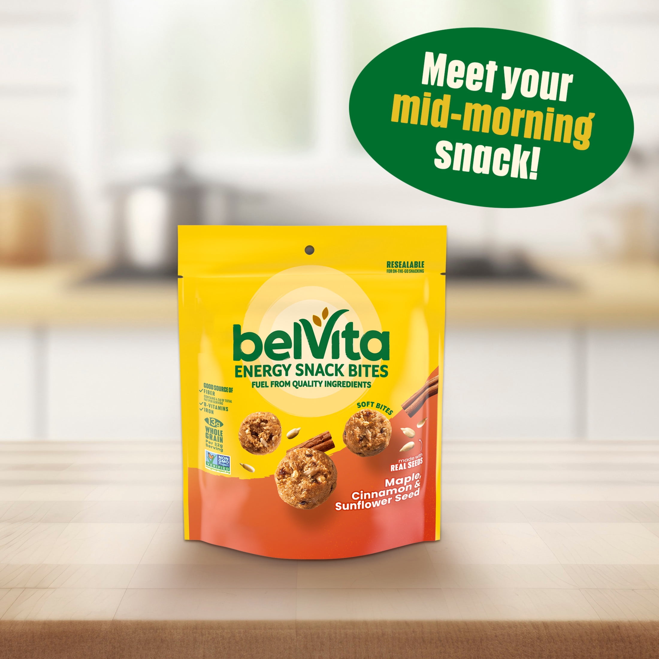 belVita Energy Snack Bites, Maple, Cinnamon and Sunflower Seed, 5 oz Bag