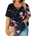 thumbnail image 2 of Ailaofu Plus Size Tops for Women Short Sleeve Tees V Neck Tunics Solid Color Blouse T Shirts, 2 of 5