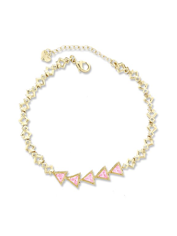 CZ Stone Triangle Shaped Anklet Bracelet Gold Anklet Summer Anklet Feet Jewelry Sparkling Beach Anklet Best Gift For Her