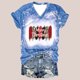 thumbnail image 3 of Camisas Navideñas Para Mujer Con Estampado Casual de Manga Corta Suelta Con Cuello en V Odeerbi ODB202586, 3 of 5