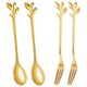 thumbnail image 1 of Tableware Gold Leaf Coffee Spoon Fork,4 Pack(2 Spoons 2 Forks) Little Demitasse Espresso Spoon And, 1 of 5