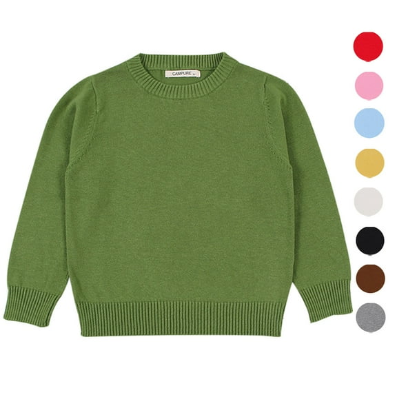 Gyratedream 1-7T Kid Girl Boy Solid Color Crewneck Pullover Sweater Knit Shirts