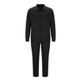 thumbnail image 5 of YOIAVAIOY Men Casual Sweatsuit Lapel Waffle Cardigan with Zip Pockets Drawstring Pants Athletic Lounge Tracksuit Fall Winter Outfits Business Matching Set Black XXL, 5 of 6