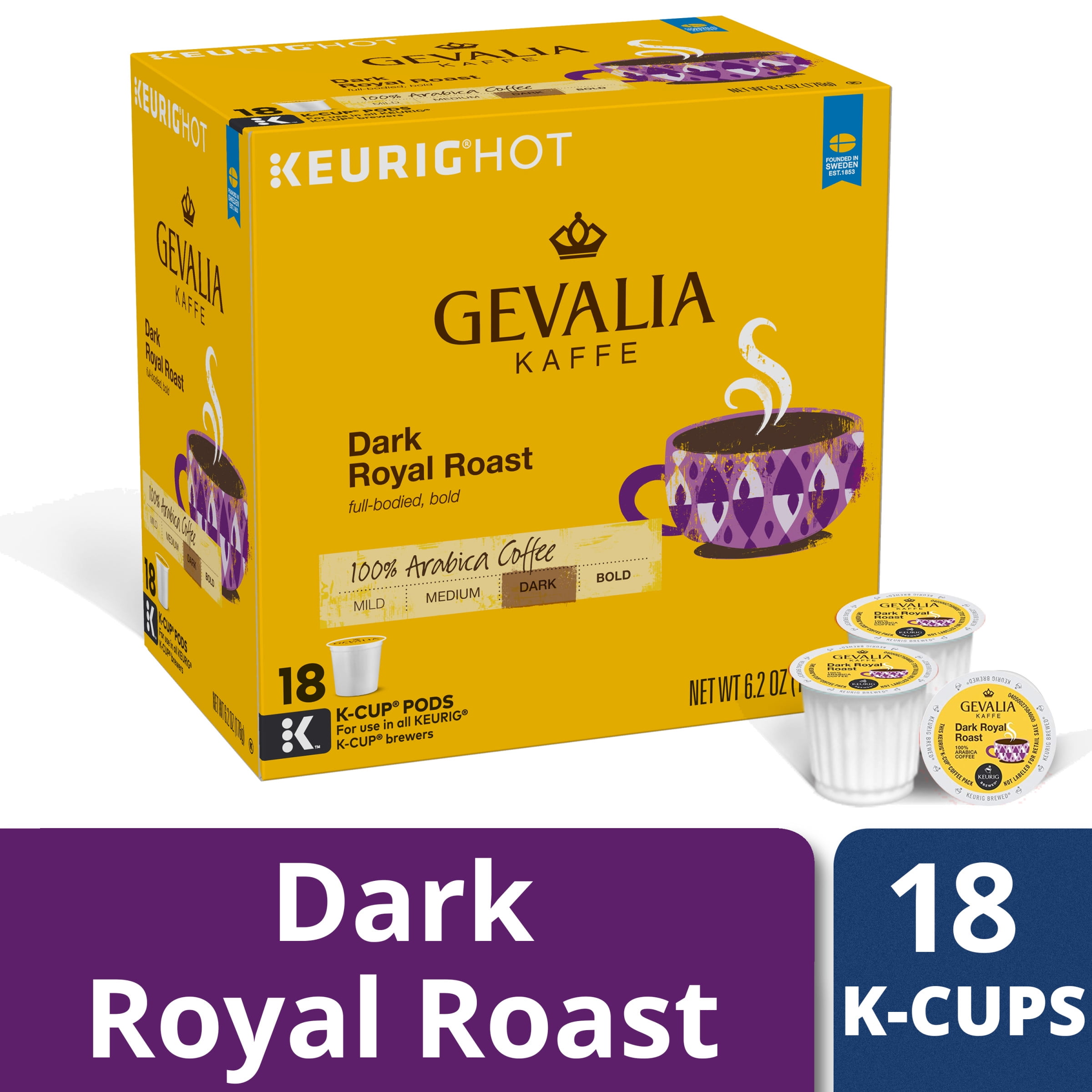 Gevalia Dark Royal Roast KCup Coffee Pods (18 Pods)