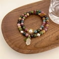 thumbnail image 2 of Natural Colored Tourmaline Bracelet, Lily of the Valley Beaded Bracelet, Hand Carved Lily of the Valley Flower Bracelet, Crystal Beaded Flower Charm Bracelet for Women, 2 of 14